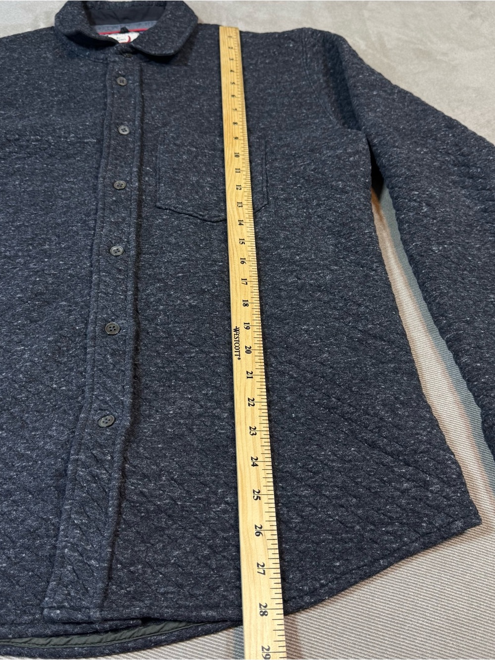 Relwen Bubble Knit Shirt Jacket Mens Large Grey Quilted Button Up Huckberry - Picture 11 of 13